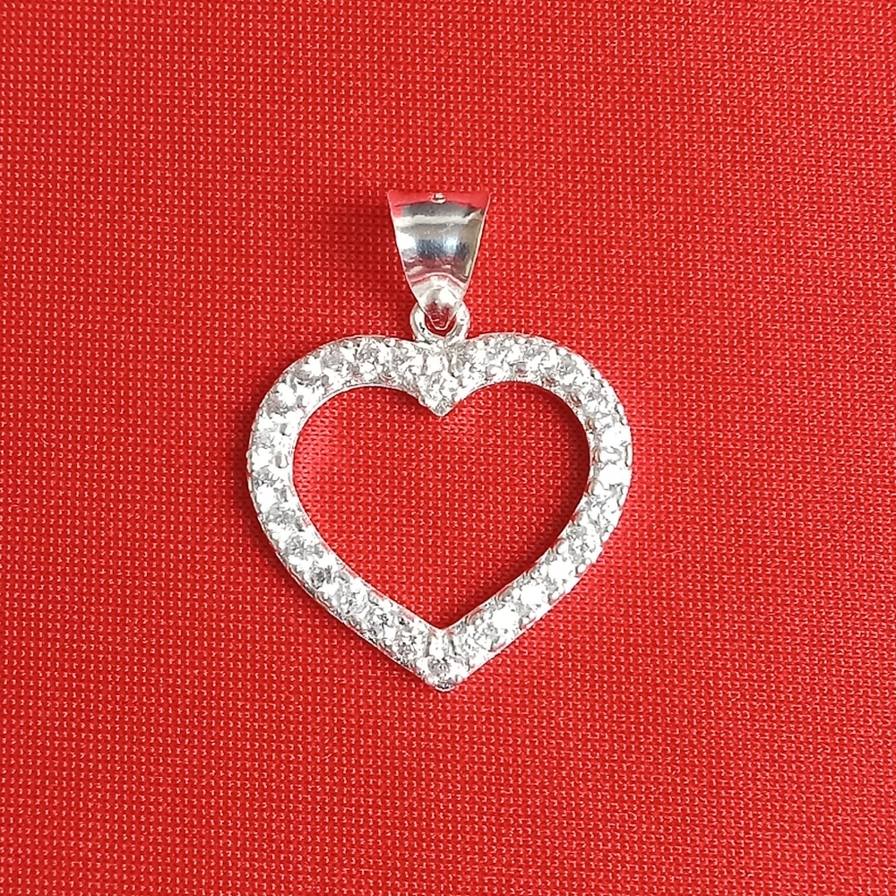 925 sterling silver heart‎ with withe Cubic Zircon pendant charm